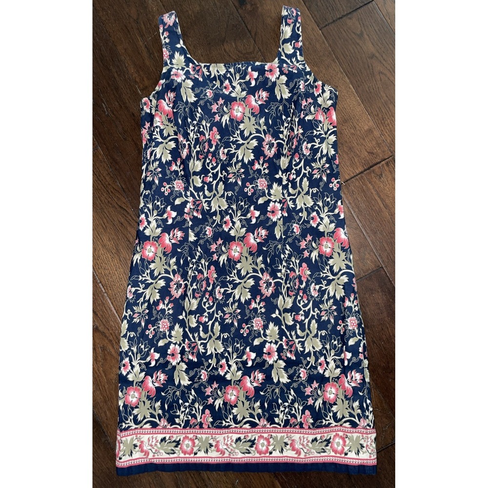 Vintage 90s Y2K Faded Glory Dress Size M (8/10) Blue Floral Sleeveless Y2K